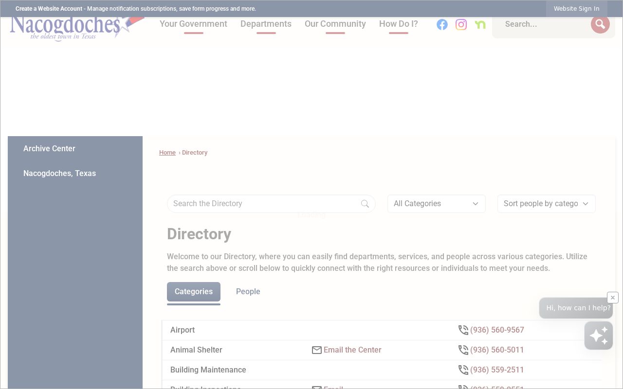 Nacogdoches city directory public staff contact search